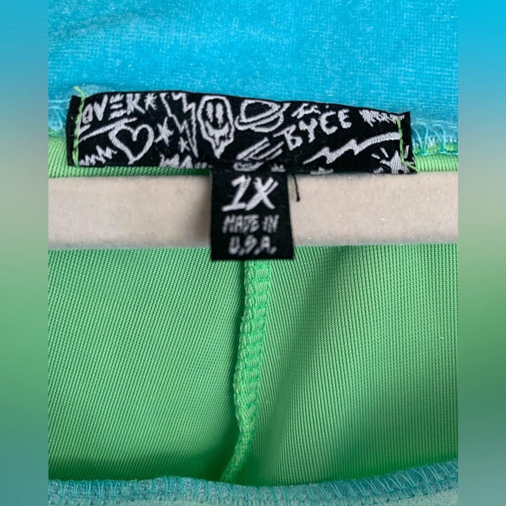 Lime & baby blue velour crop top & track pants hoodie set•new without tag• - Picture 7 of 13